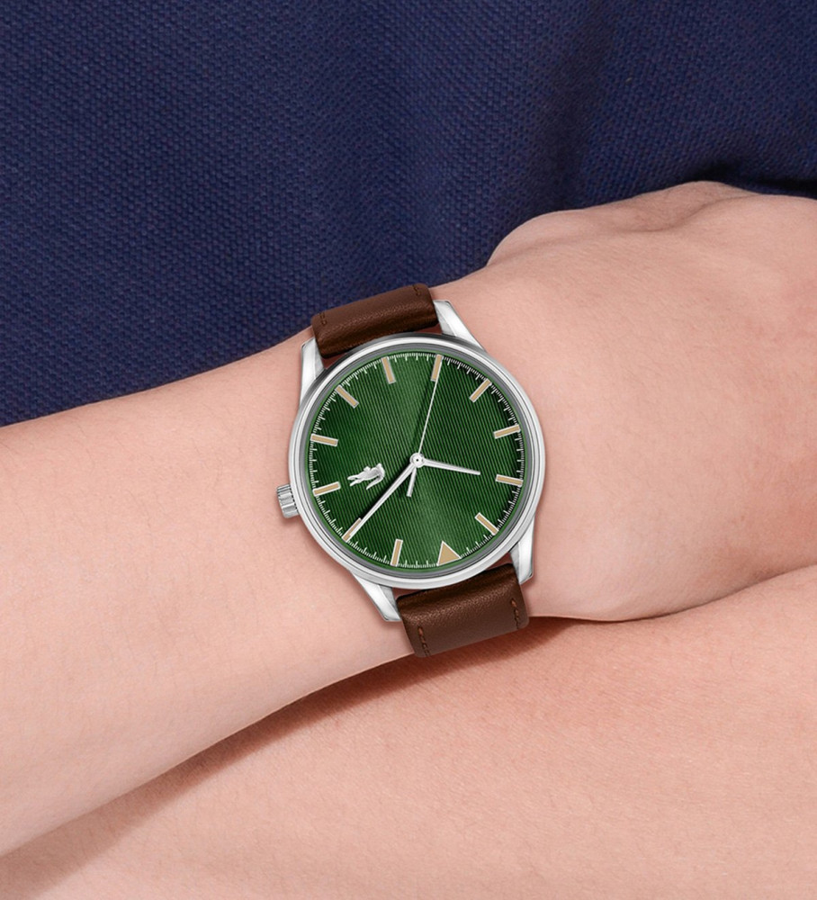Relógio analógico Lacoste com pulseira de couro verde Viena