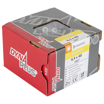 Dynaplus Schroef universeel platkop verzinkt TX-25 4.5x40 150 stuks