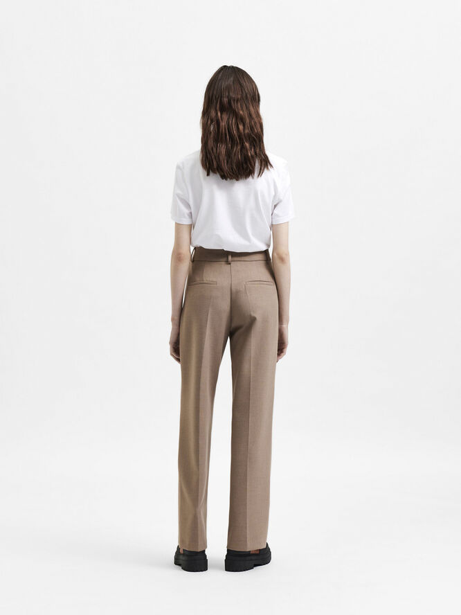 Selected Femme SLFRITA MW WIDE PANT CAMEL MLG B NO Camel/melangé