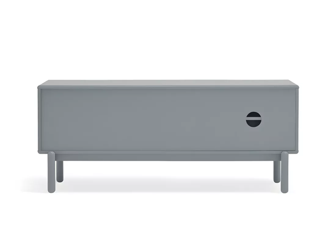 Corvo - Meuble tv 1 porte 1 niche et tiroir en bois L140cm : Couleur - Gris perle