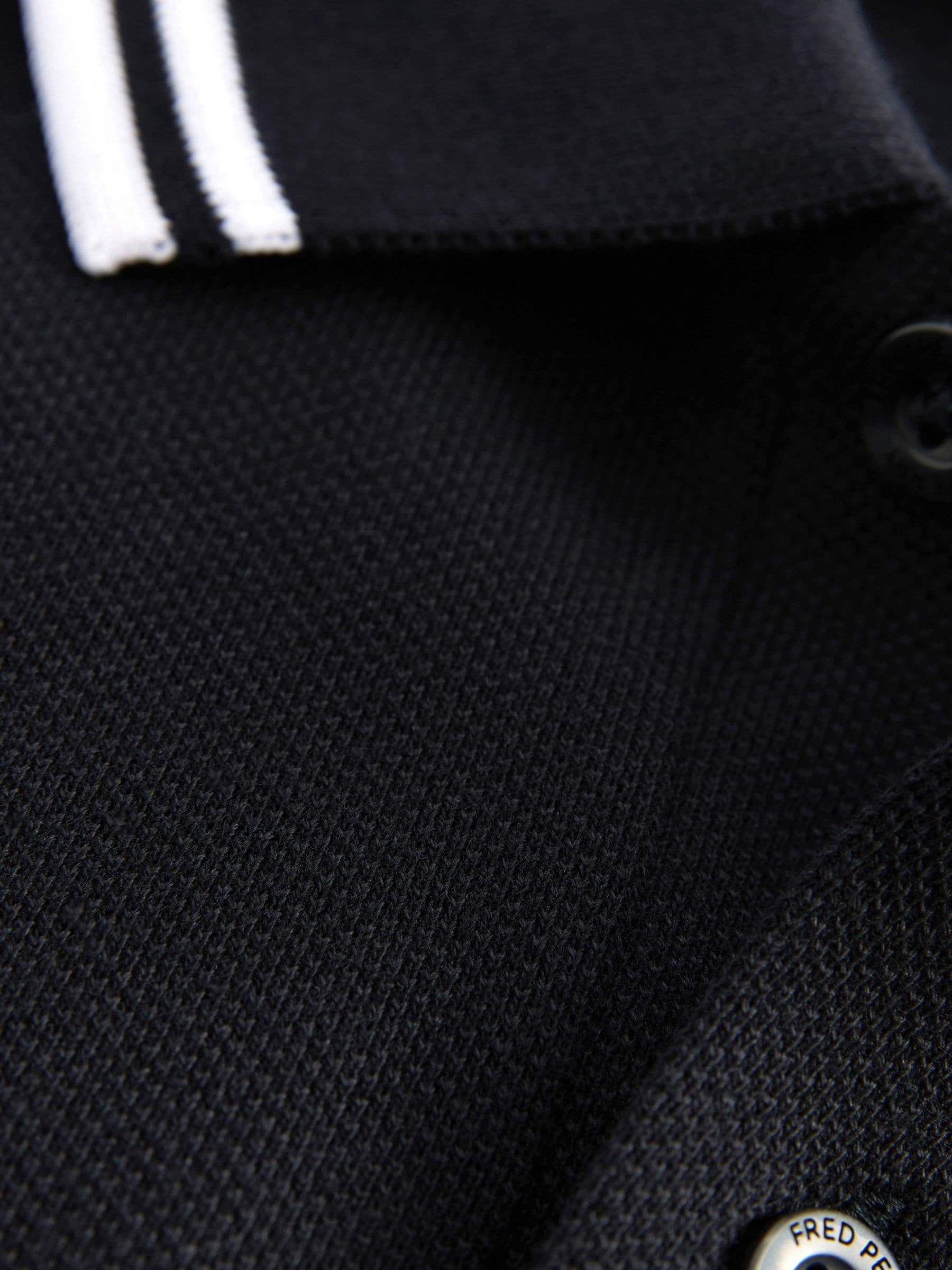 Zwart/wit - Fred Perry poloshirt met gestreepte rand