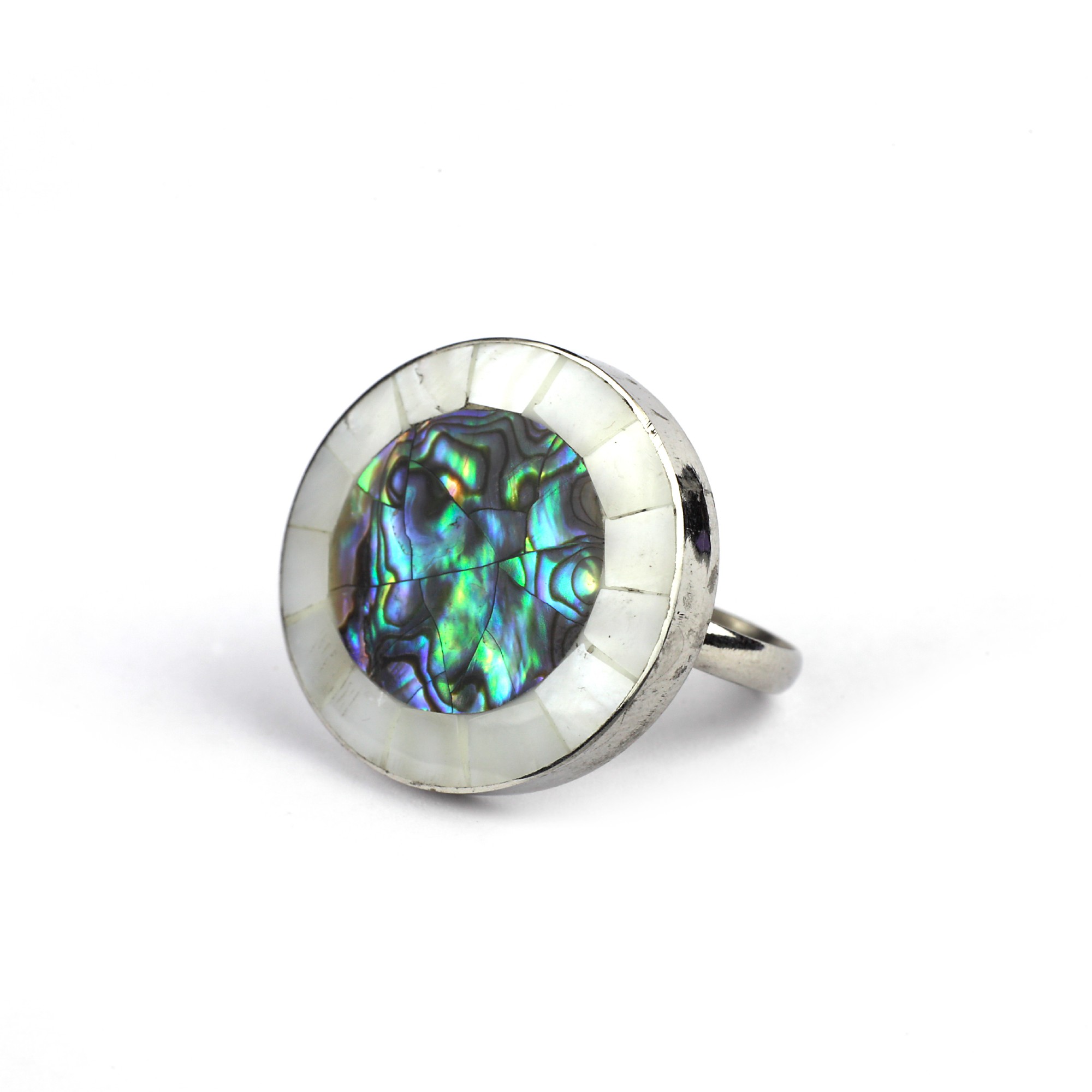 Runder Ring aus Edelstahl und Muschelharz günstig bestellen
