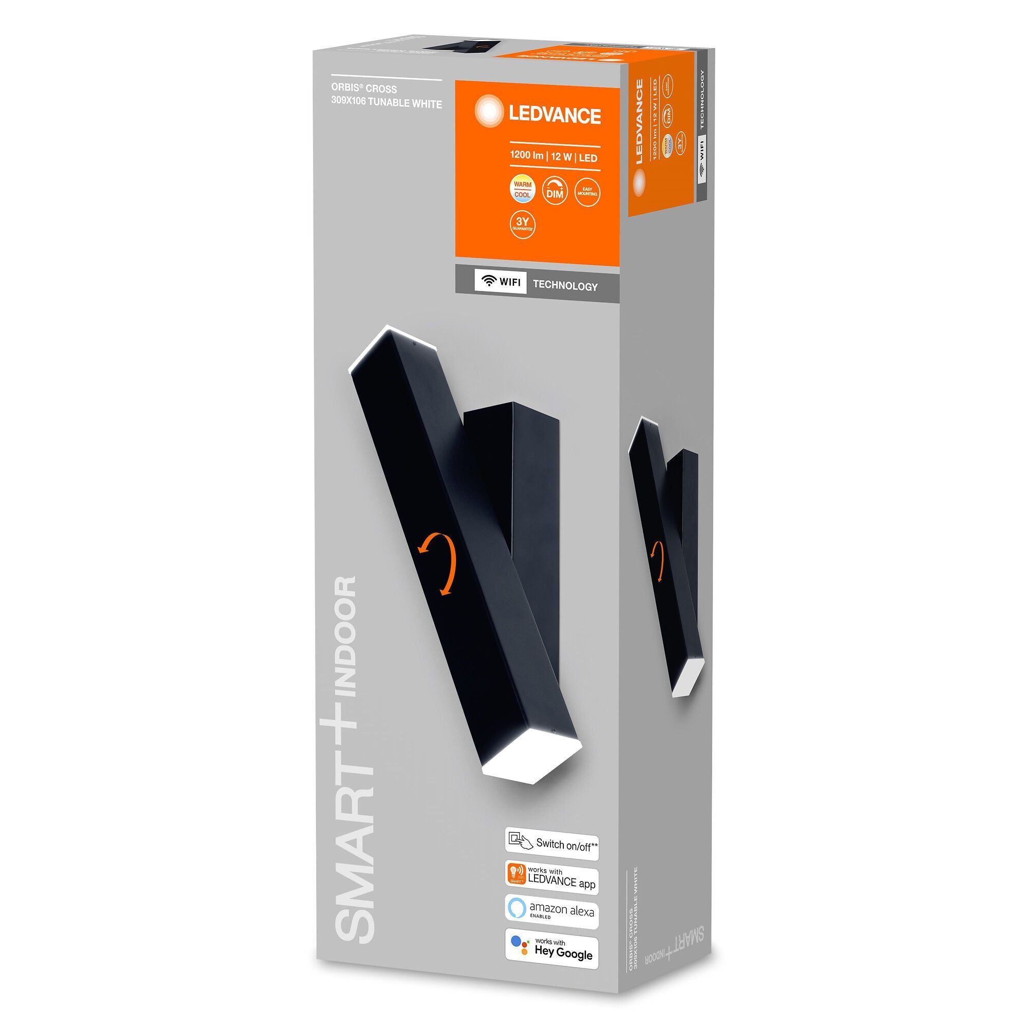 LE_SMART  ORBIS CROSS Wandleuchte - Schwarz / B: 5.0 cm x T: 30.9 cm x H: 10.6 cm