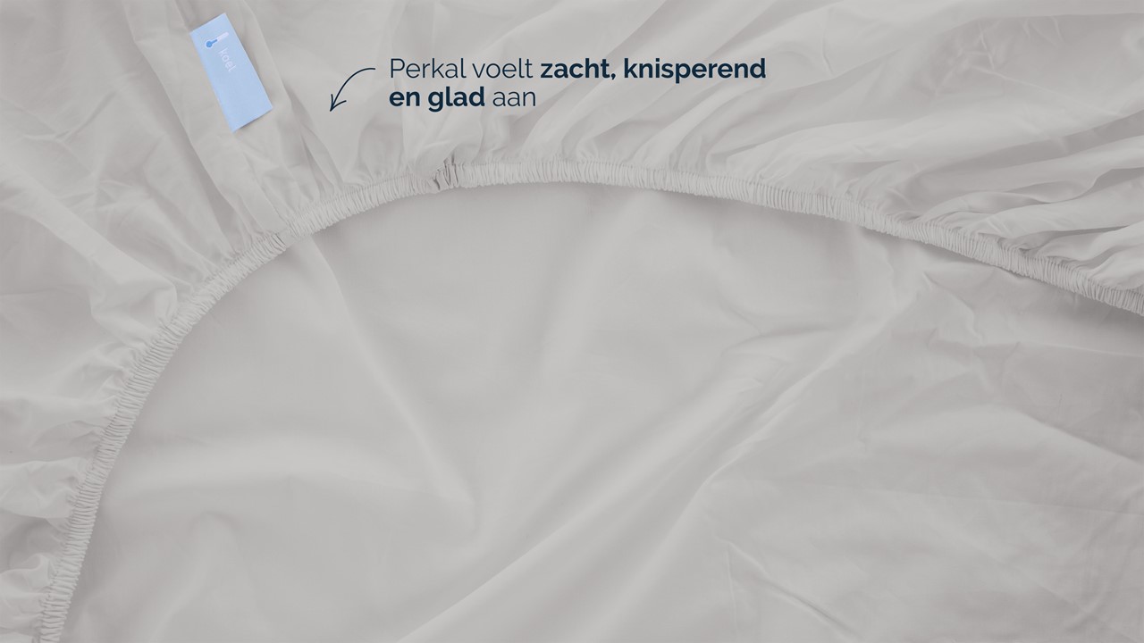 Hoeslaken B Bright Perkal topper lichtgrijs