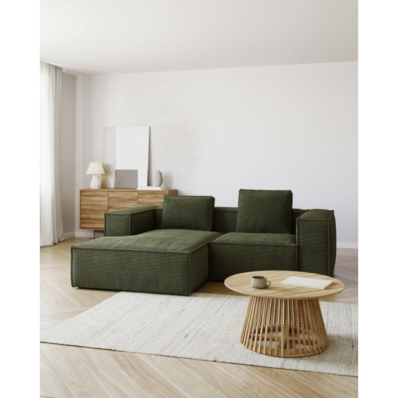 Canapé Blok 2 places méridienne gauche vert 240 cm
