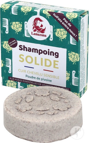 Lamazuna Shampoing Solide Cuir Chevelu Sensible À La Poudre De Pivoine Bio 70g