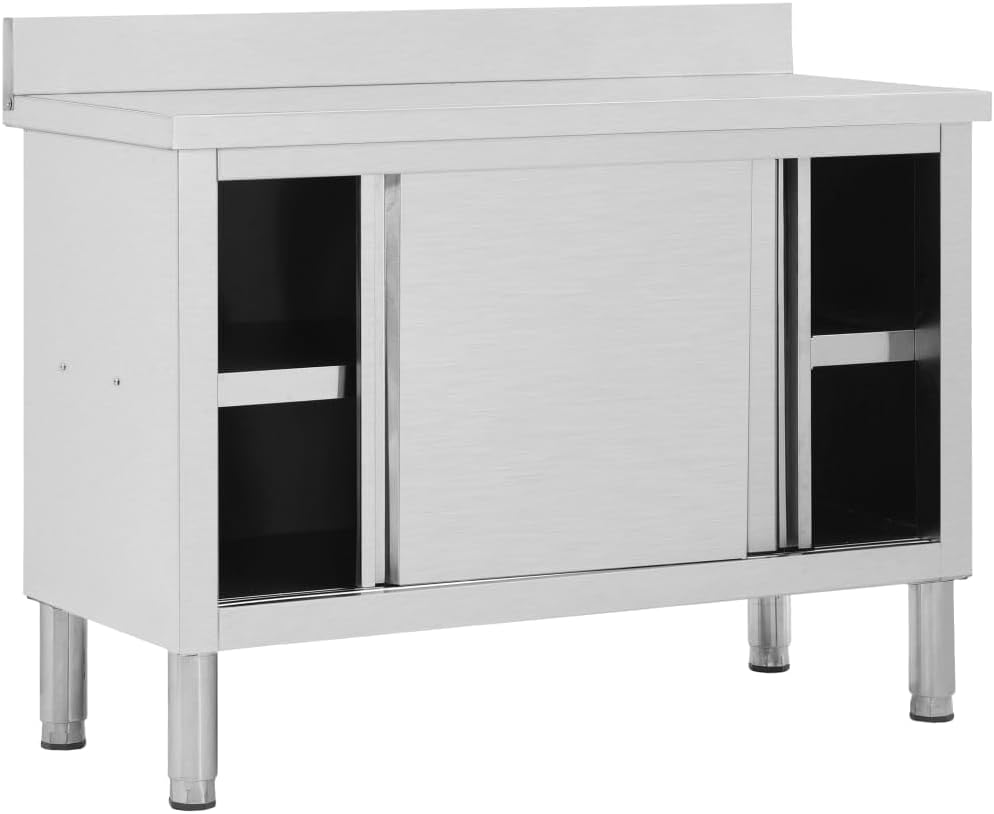 Arbeitsschrank mit Schiebetüren 120x50x(95 97) cm Edelstahl