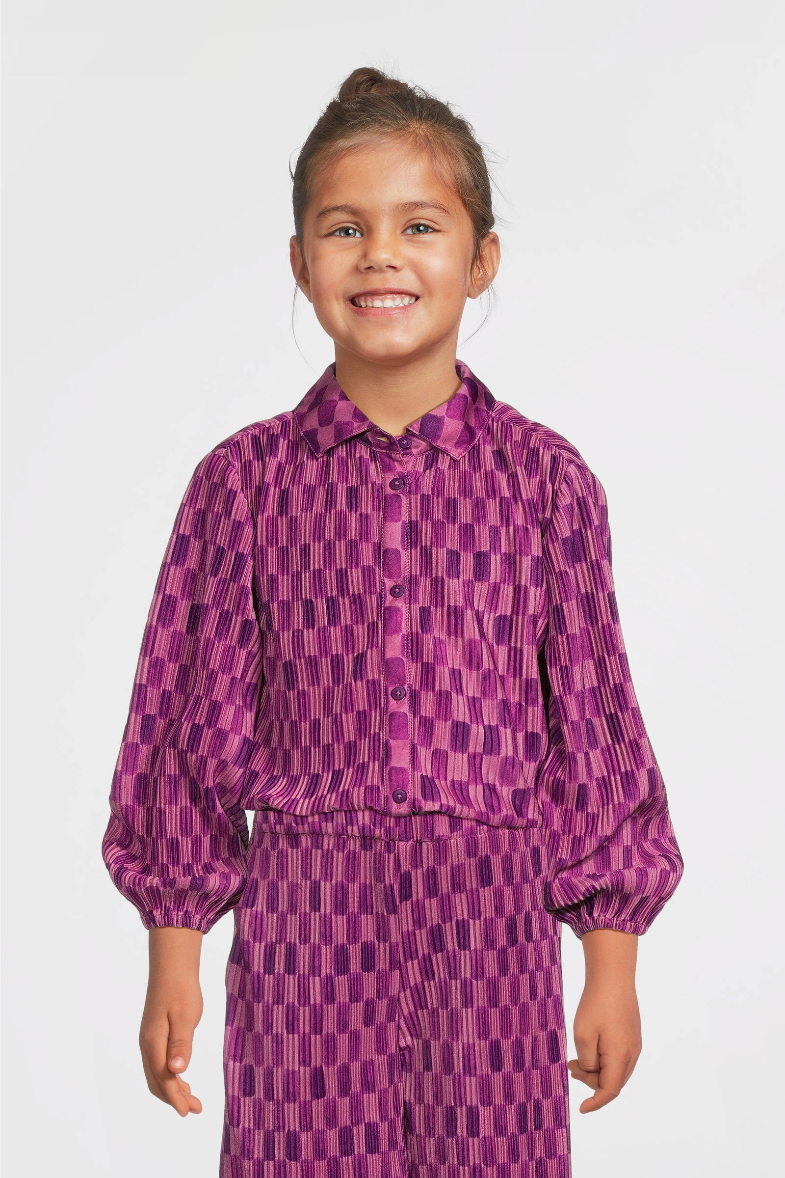 Your Wishes geruite blouse paars/roze
