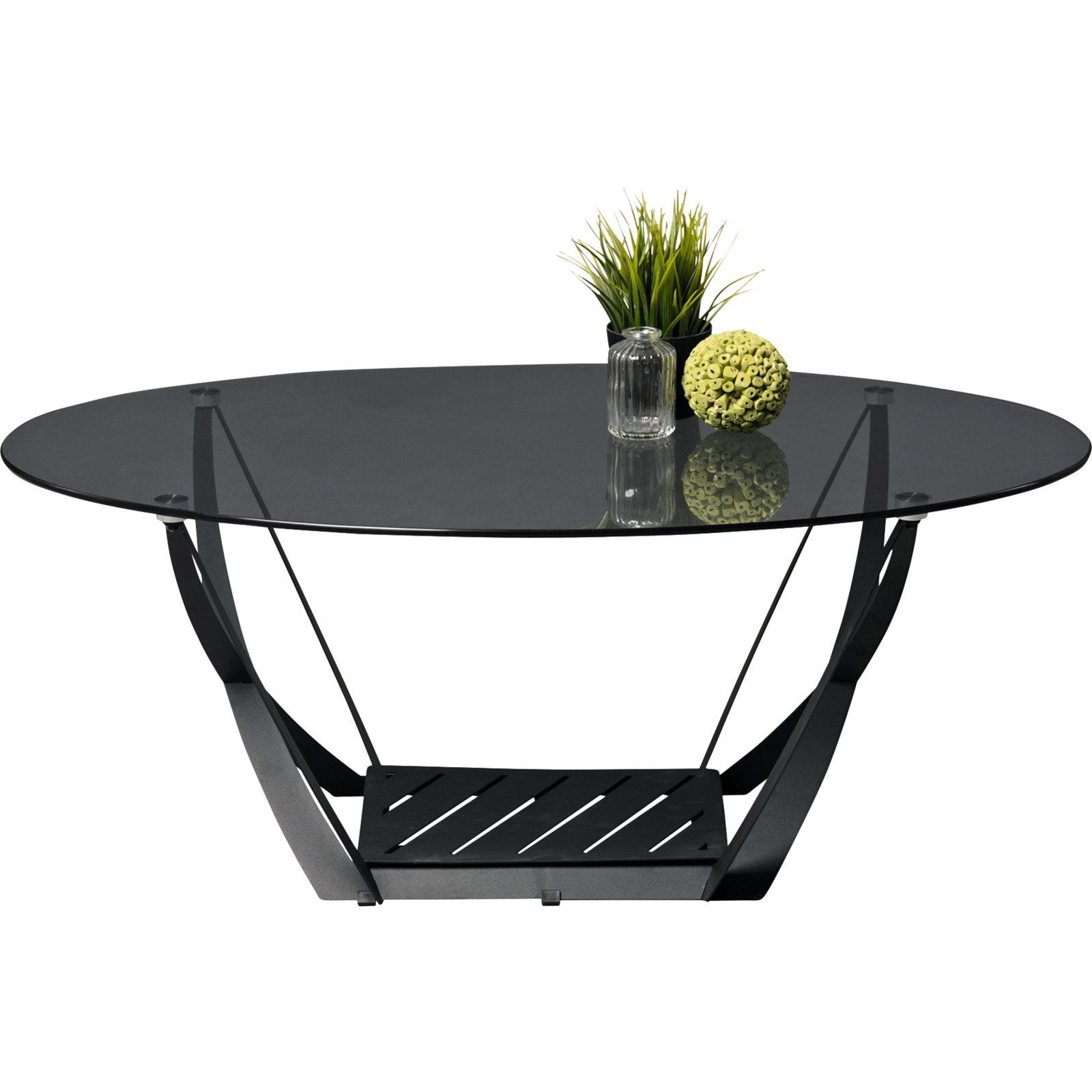 Salontisch Mona oval Glas grau 100 x 40 x 60 cm