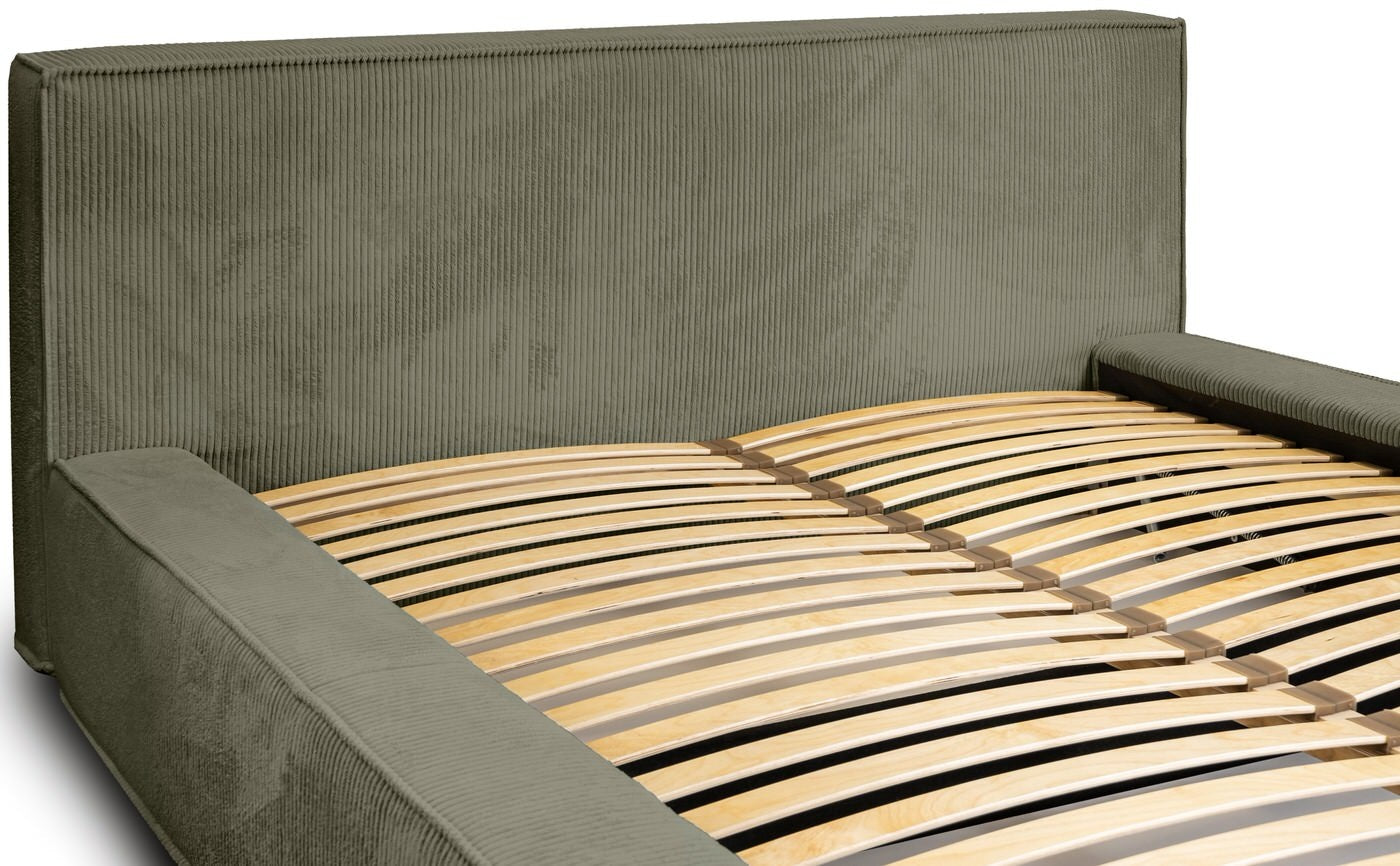 Trae Mobler Harmon 160x200 cm Gestoffeerd Bed Olijfgroen