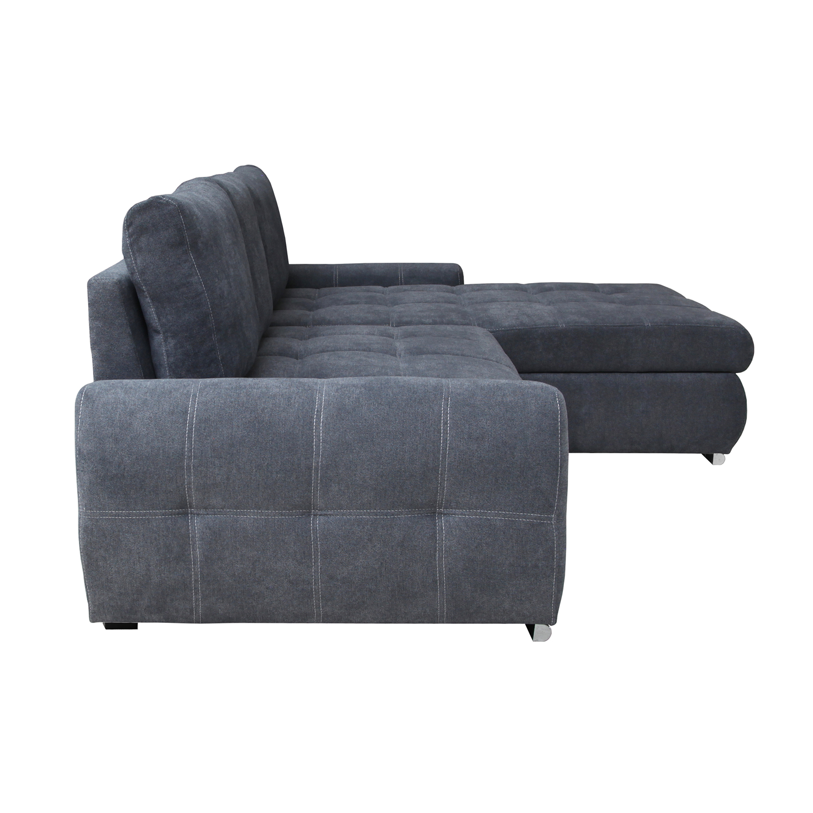 Ecksofa - grau - mit Liegefunktion und Staukasten