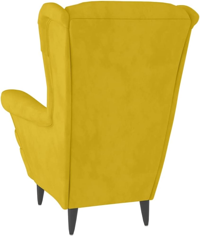 vidaXL Ohrensessel mit Hocker Armlehnen Fernsehsessel Polstersessel Loungesessel Wohnzimmersessel TV Sessel Ruhesessel Relaxsessel Senfgelb Samt