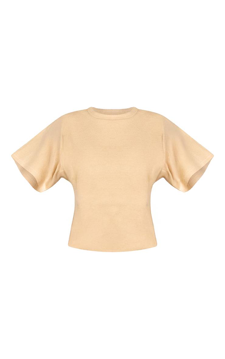 Citron T-shirt Côtelé Épais À Taille Froncée