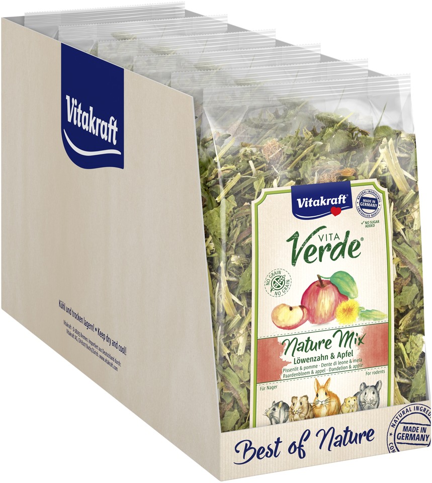 Vitakraft - 6 x Vita Verde® Nature mælkebøtte og æble til gnavere 80g