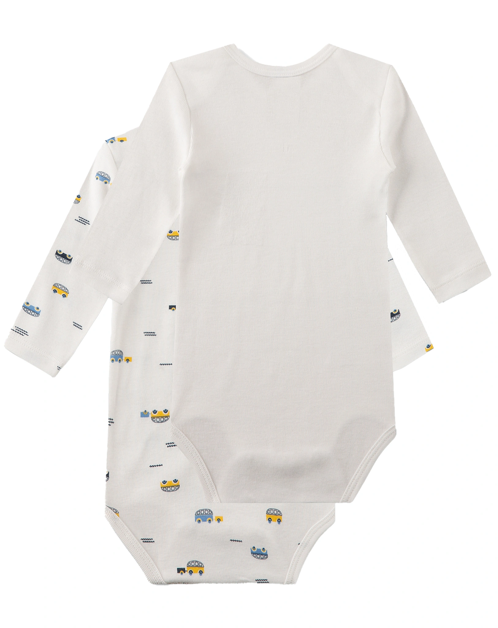 Langarm-Body BUS 2er Pack in white pebble