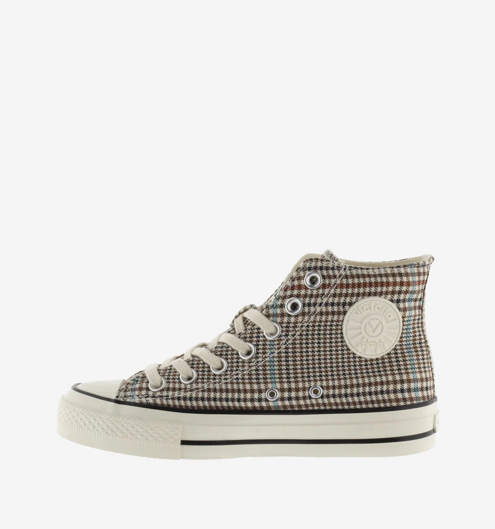 TRIBU BRILLANCE CARREAUX Baskets montantes pour femmes à carreaux TAUPE