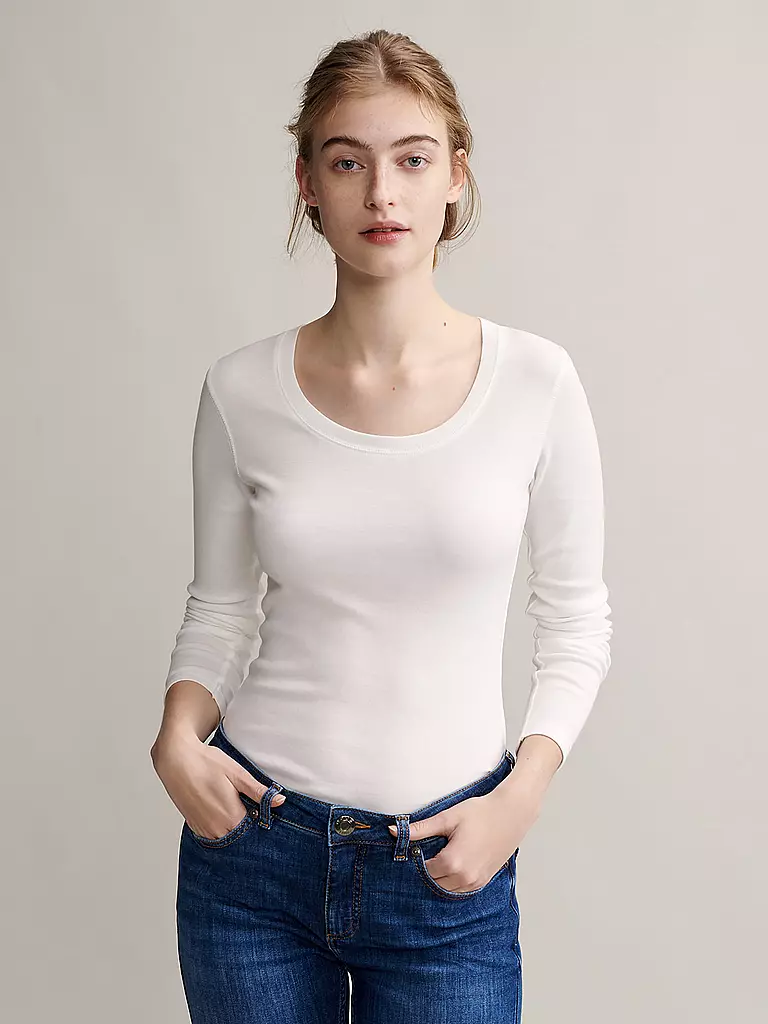 OPUS Langarmshirt SORANA weiss