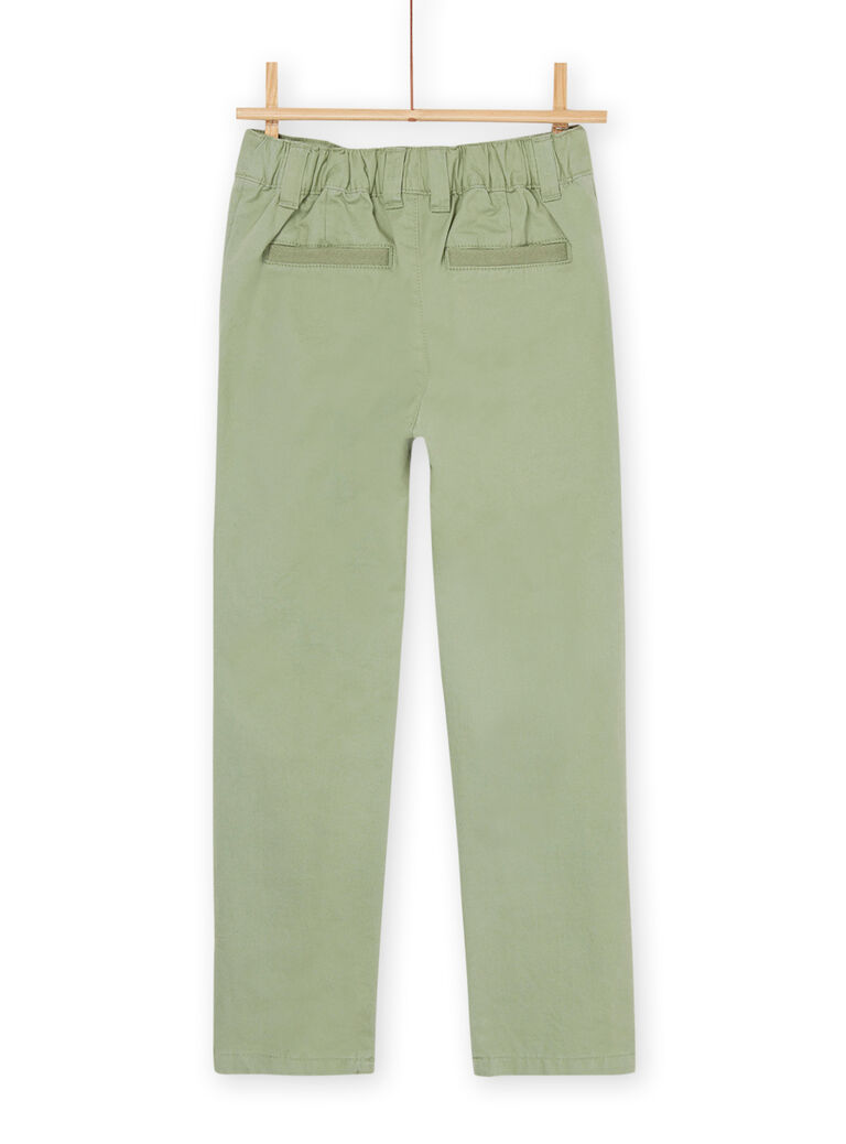 Pantalon vert olive à finition peau de pêche