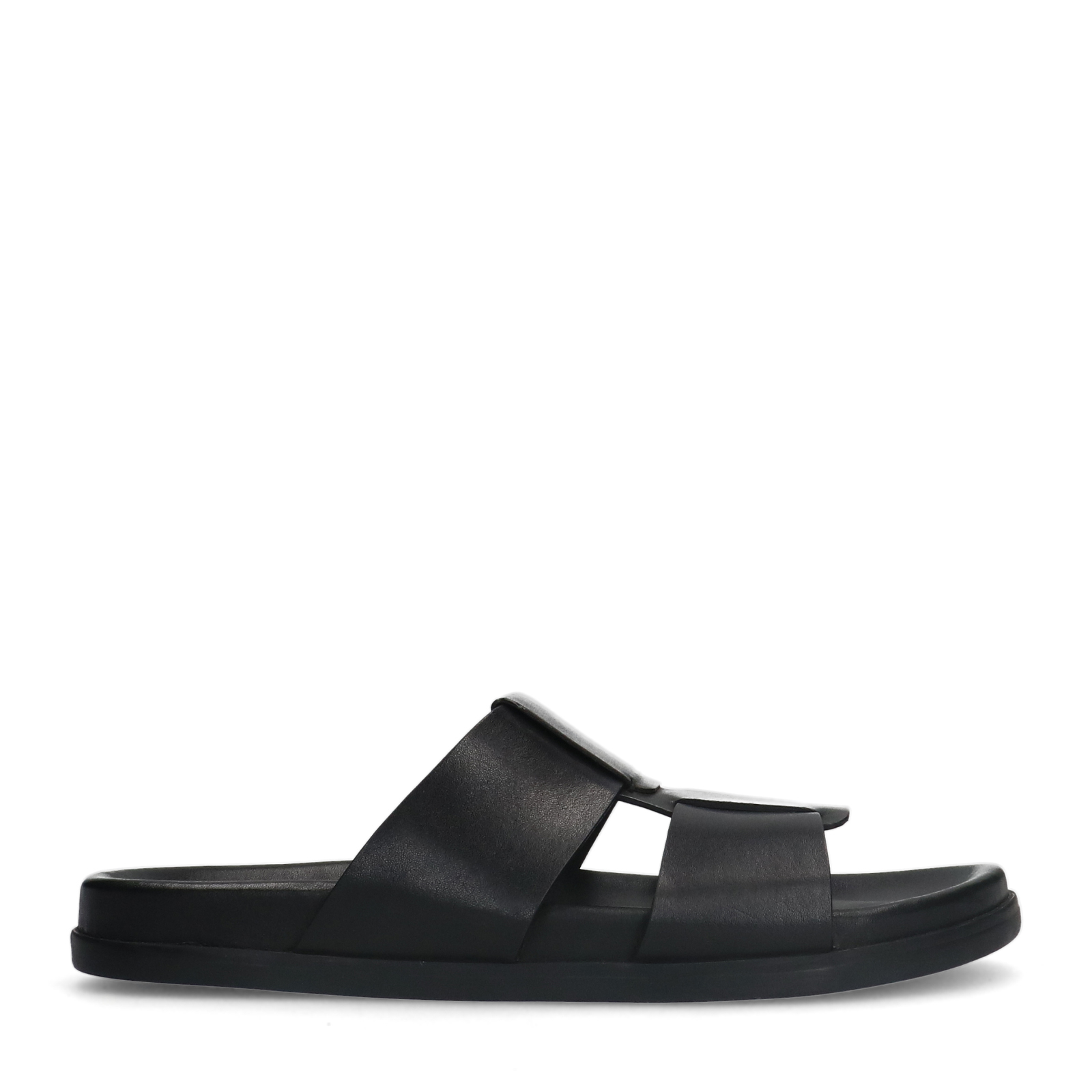 Zwarte leren slippers
