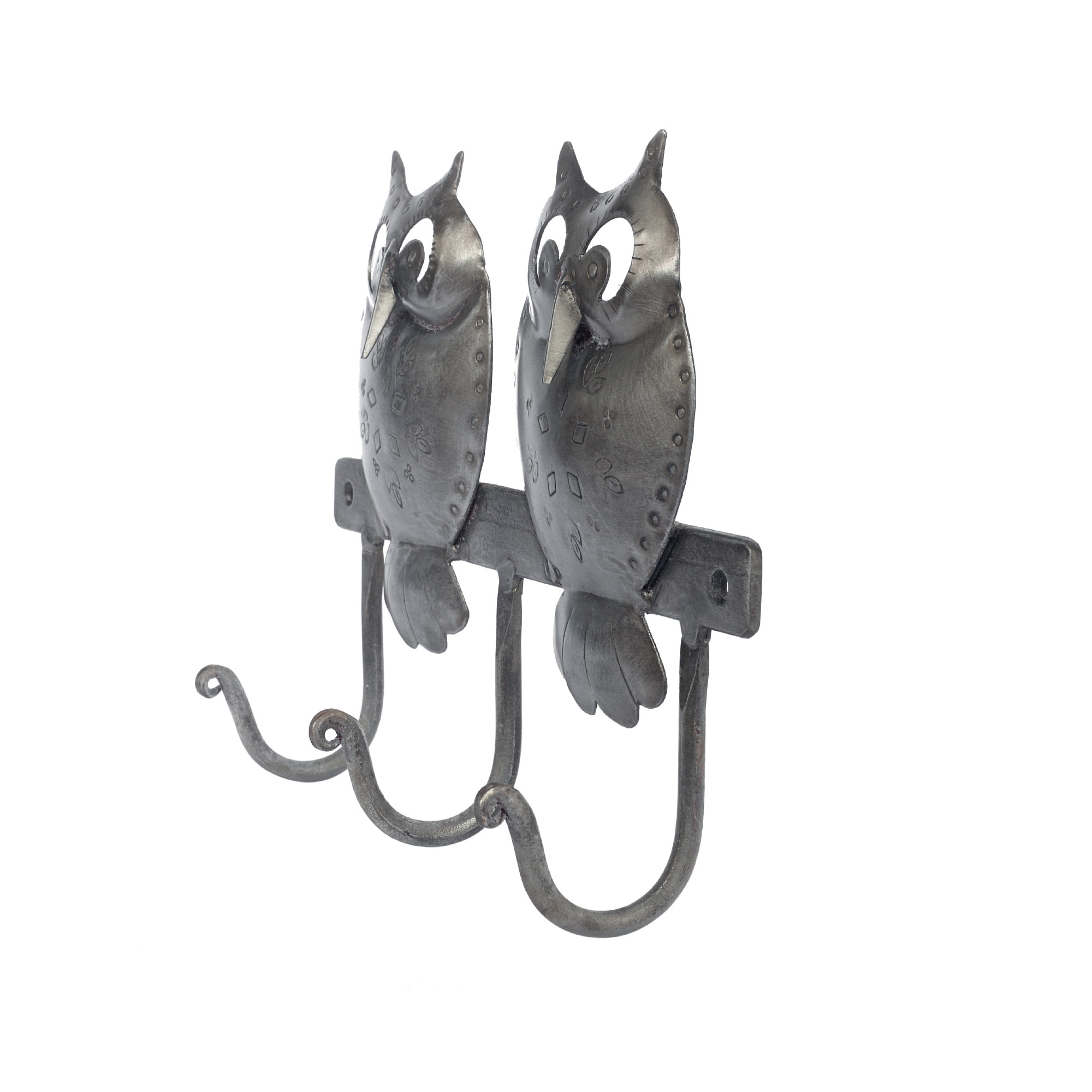Wandhaken 3er 'Owls', silber, B 23 cm, H 17 cm, L 4 cm von fischer's lagerhaus