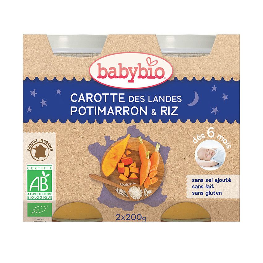 Petit pot Bonne Nuit carotte potimarron et riz bio - 2x200g - Doré