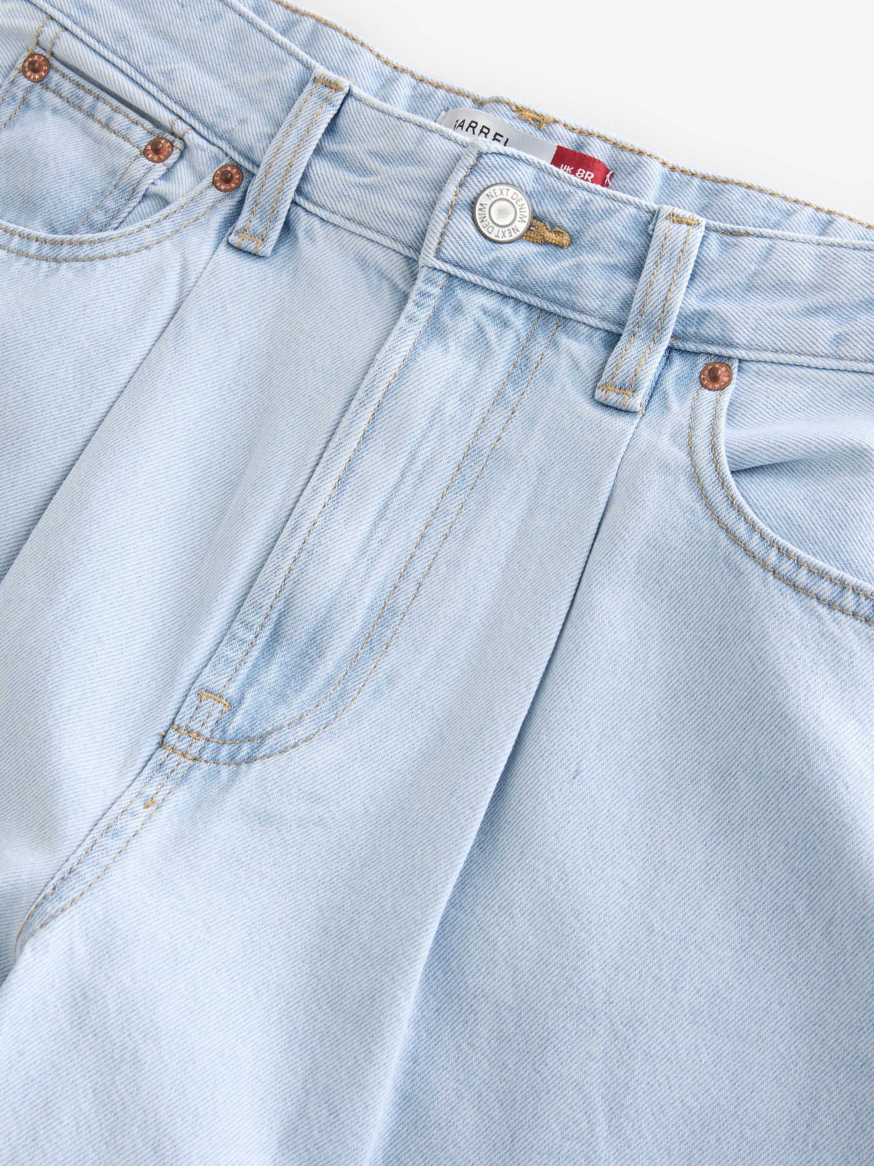 Gebleekt - Cropped Barrel jeans met ronde pijpen