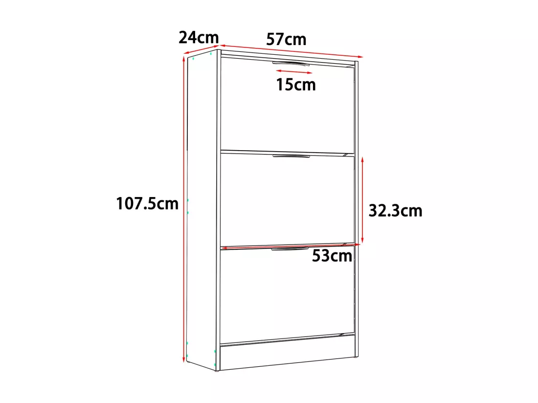 Meuble à chaussures miroir avec 3 abattants 5 niveaux 12 paires 107.5x54x24cm Bois
