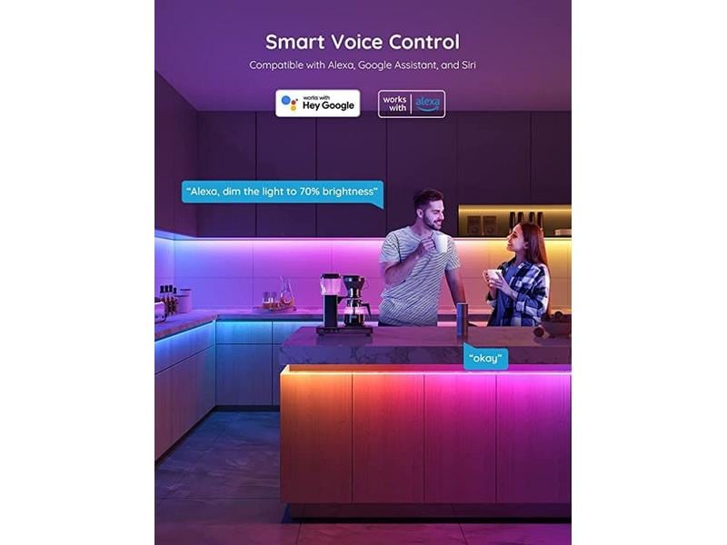 Govee LED Stripe Basic, 5 m, RGBIC, Wi-Fi   Bluetooth LED-Lichtleisten