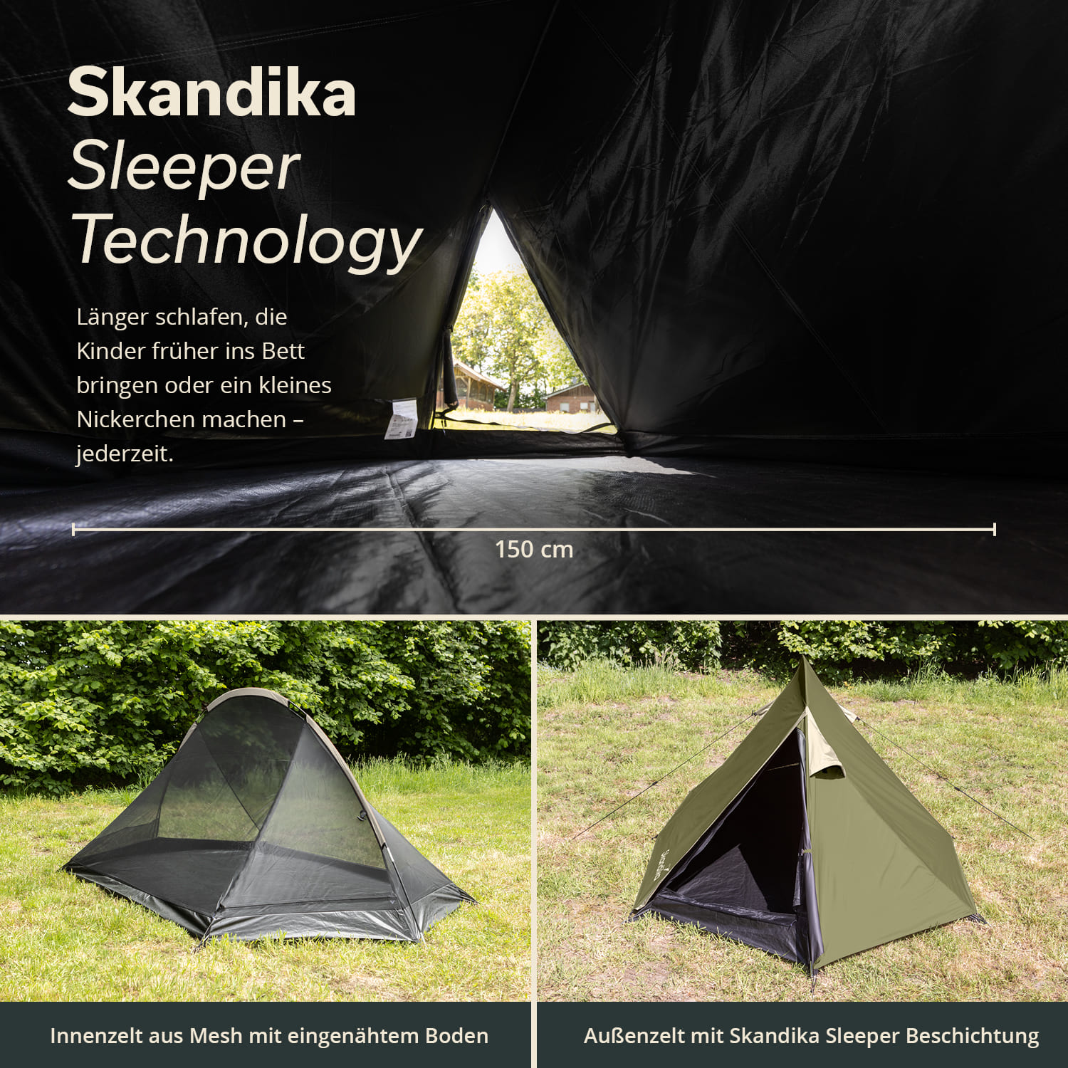Skandika Hemus 2 Sleeper trekkers­tent - donkere slaapcabine