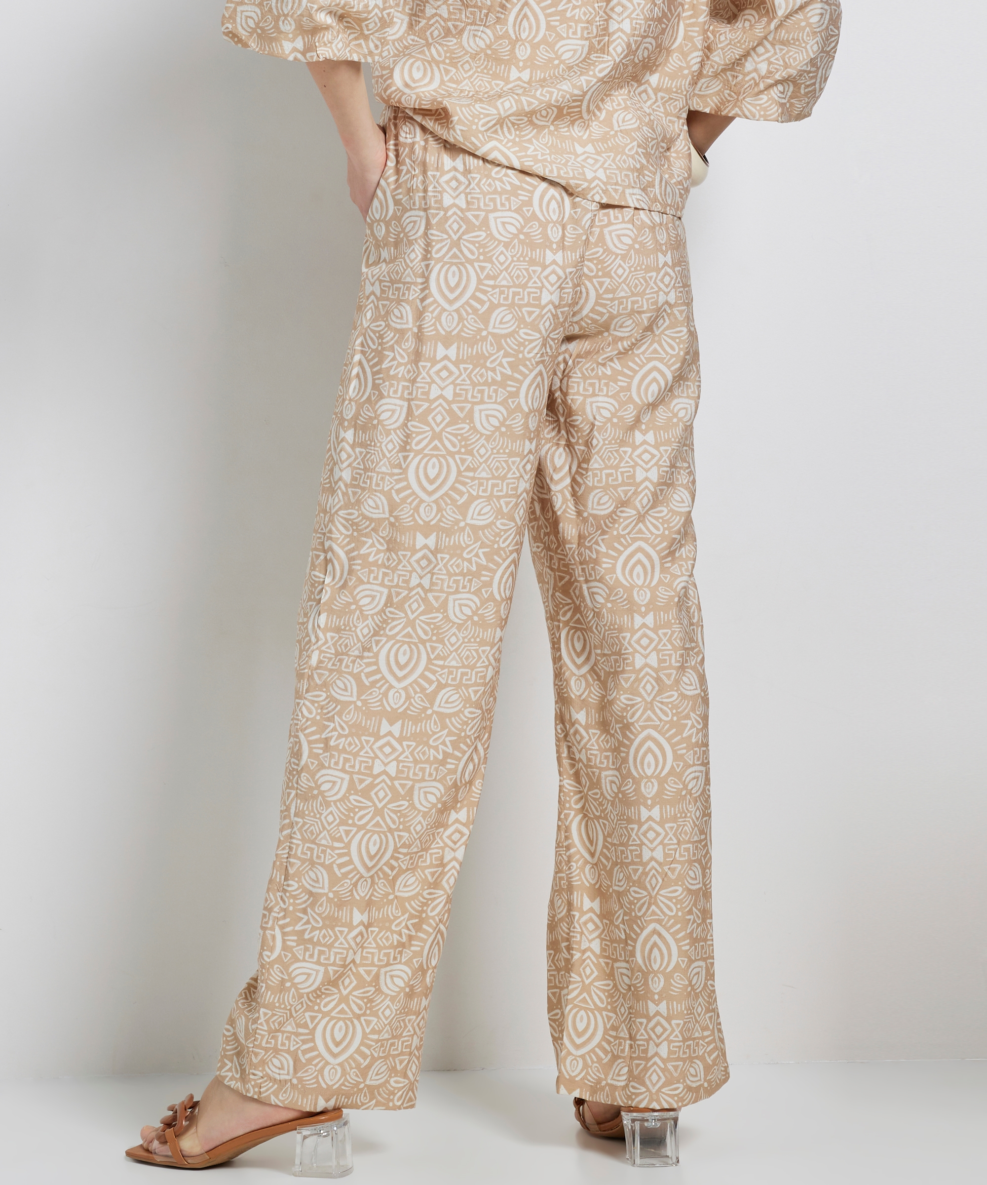 wide fit broek met print
