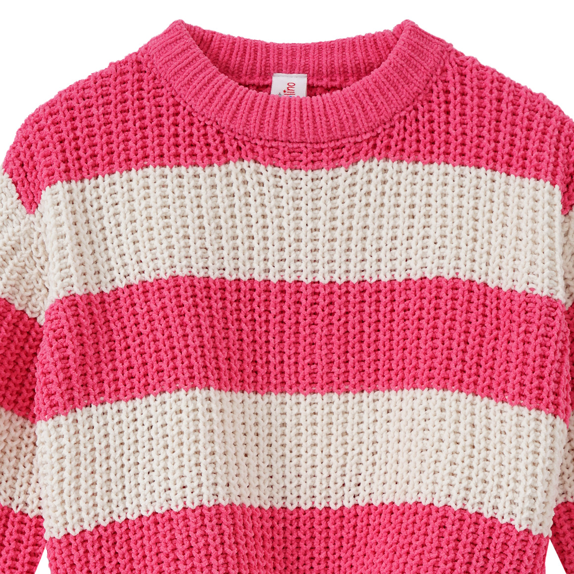 Topolino Mädchen Strickpullover mit Blockstreifen creme / pink