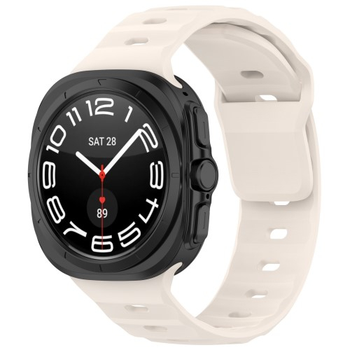 Samsung Galaxy Watch Ultra (47mm) Silikon Armband mit Knopf Verschluss (Gelenkumfang: 170-220mm) - Beige