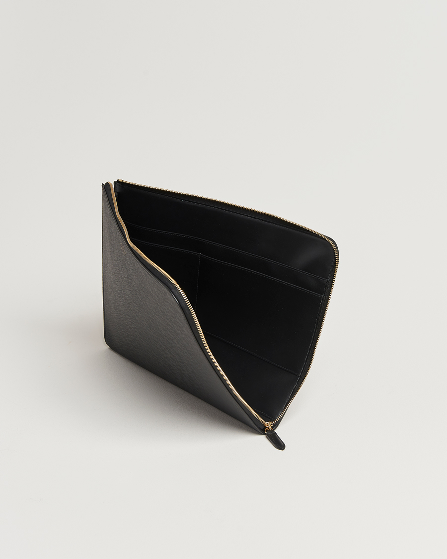 Smythson Panama Small Laptop Case Black