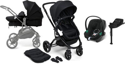 Beemoo Move 2-in-1 Kombivogn Inkl. Cybex Aton B2 Babybilstol & Base, Black/Volcano Black
