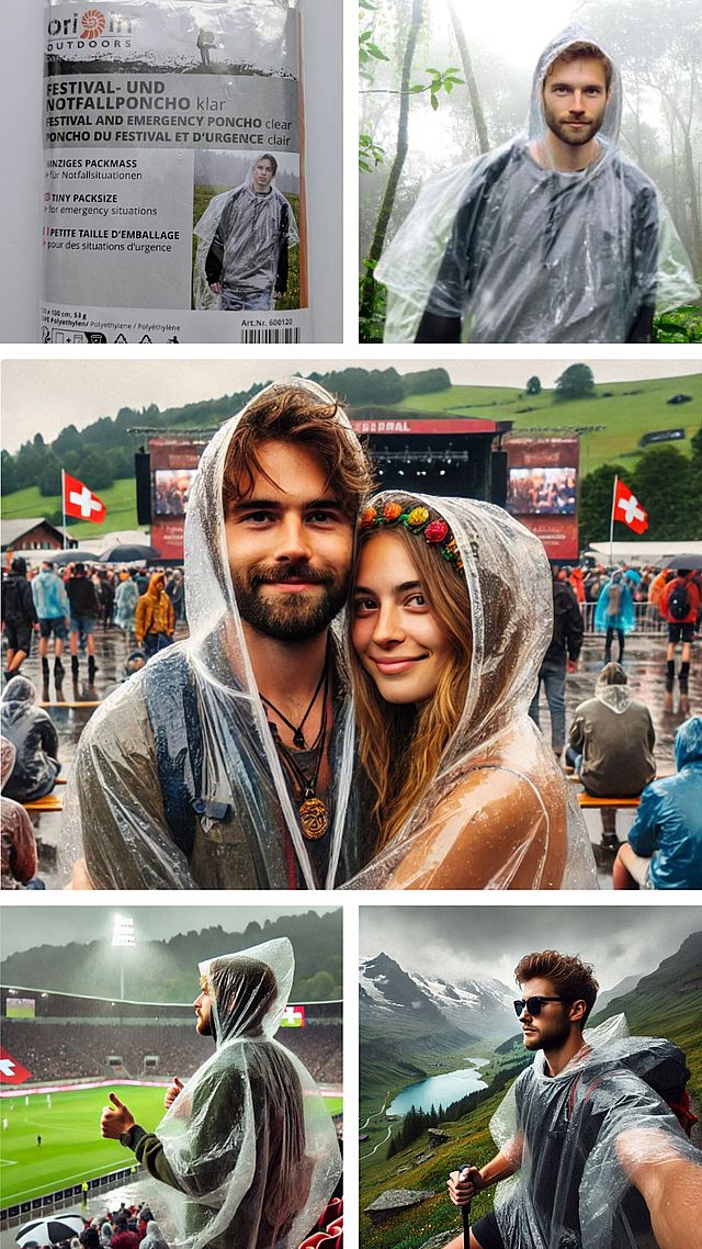 Festival / Notfall Poncho Transparent für Erwachsene