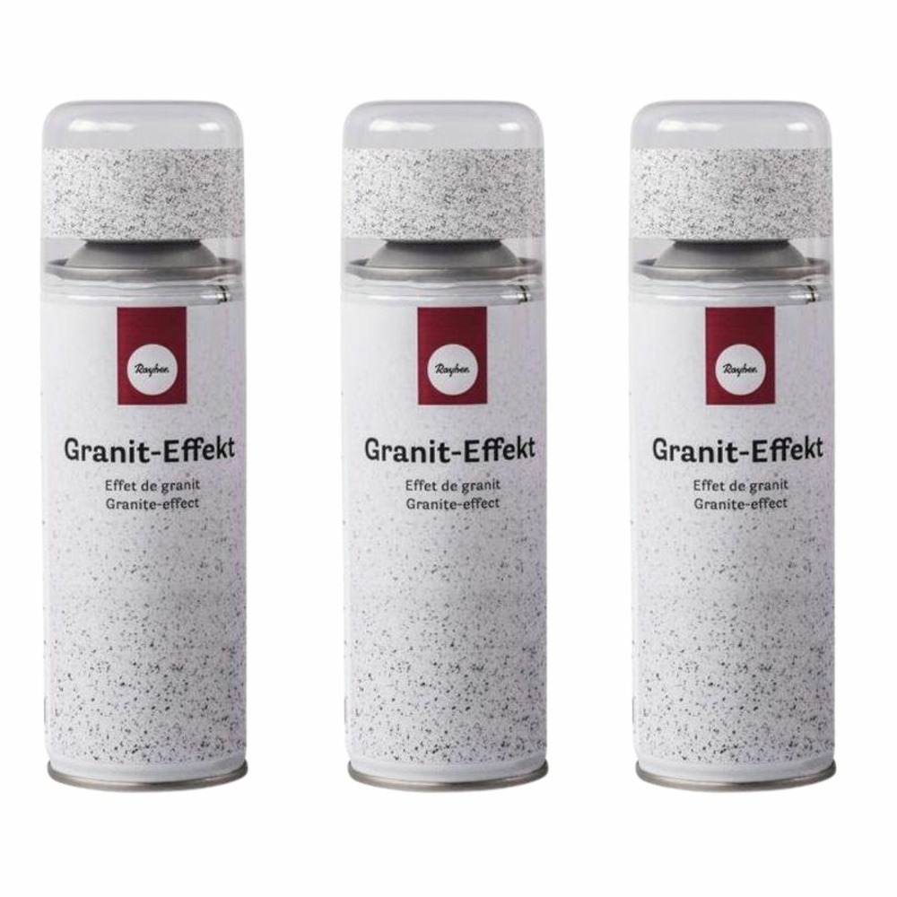 3 sprays de peinture effet granit 200 ml - blanc