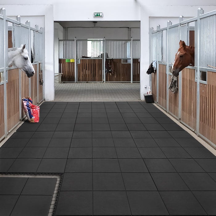 Rubberen mat - insteeksysteem - afmeting: 92x92 cm - glad