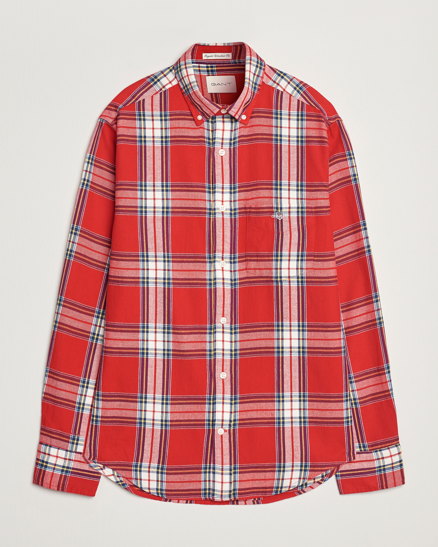 GANT Regular Flannel Check Shirt Ruby Red