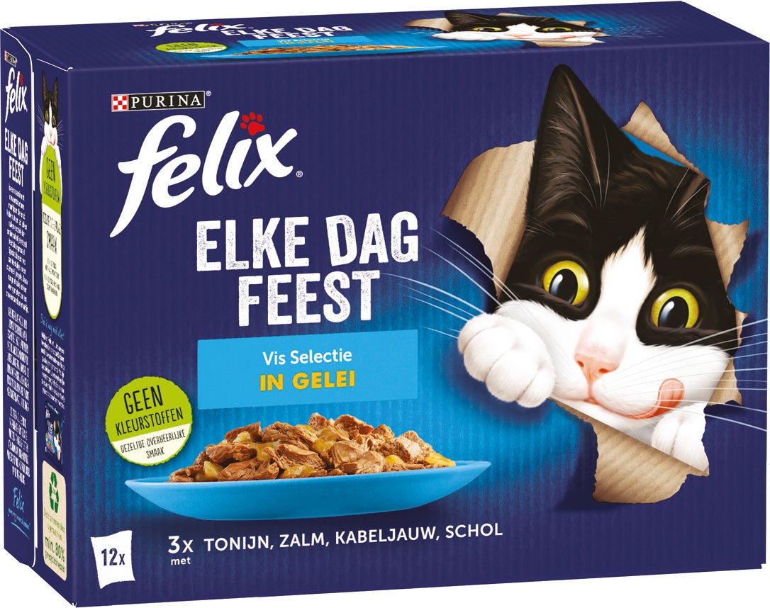 Felix kattenvoer in gelei Elke Dag Feest vis adult 85 g 12 stuks