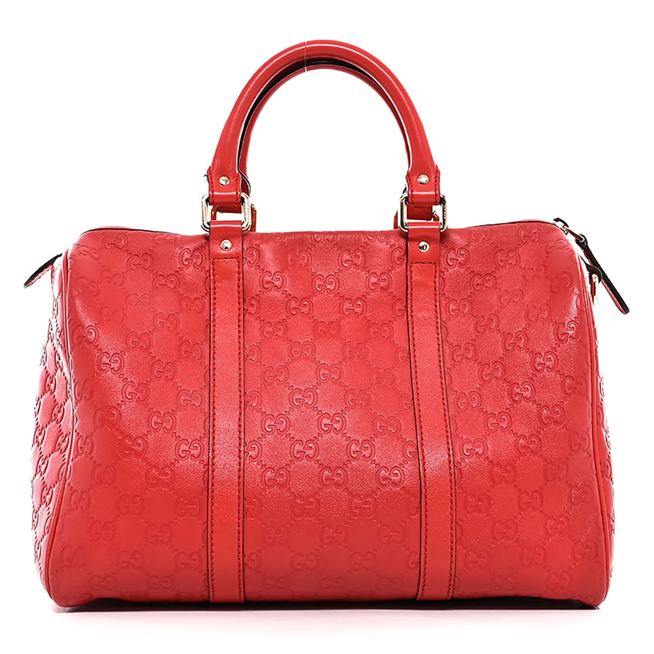 Gucci Sac à main Boston en Cuir Monogramme rouge - Très bon état - L.32 cm
