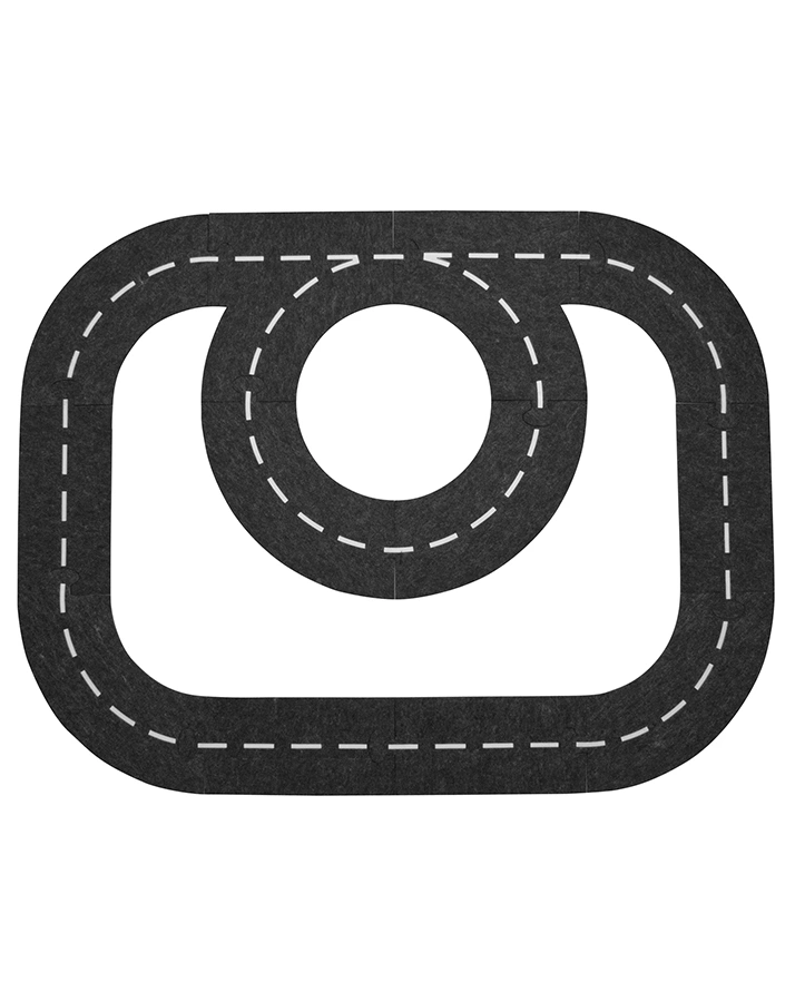 Filz-Fahrbahn BASIC FELT 12-teilig in dunkelgrau