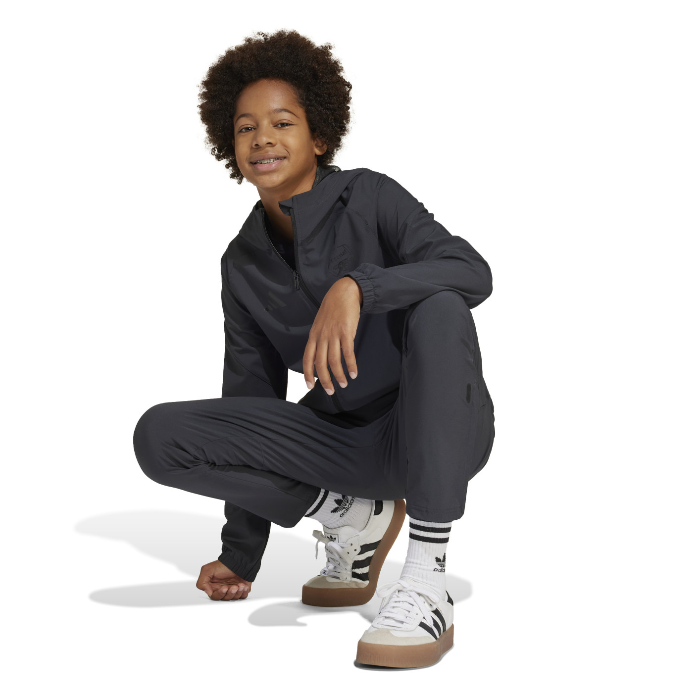 adidas Arsenal Vis Tech Trainingspak Full-Zip 2024-2025 Kids Donkergrijs