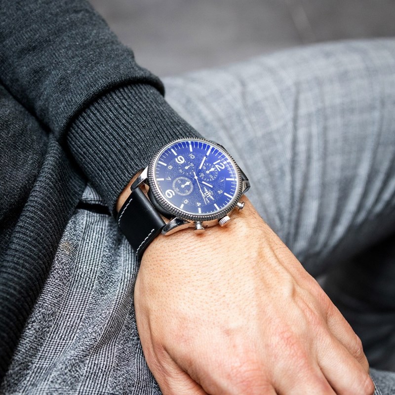 Montre Homme M. JOHN bracelet Cuir Noir