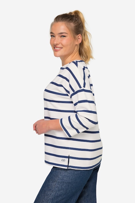 Sweatshirt, oversized, Ringel, 3/4-Ärmel, OEKO-TEX