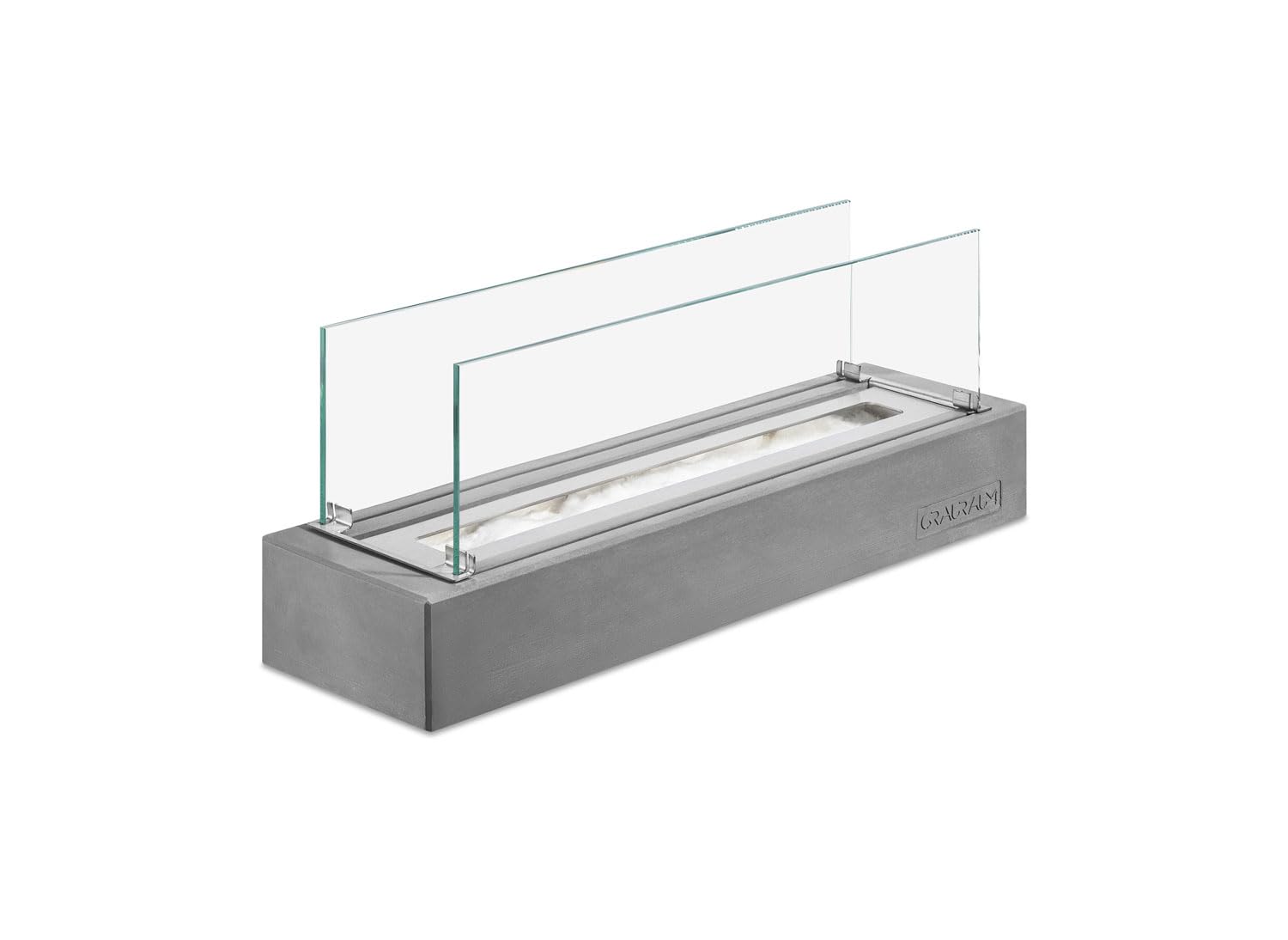 GRAURAUM Bio-Ethanol Kamin Tischkamin: Indoor & Outdoor Kaminfeuer mit Glas - 40cmx11cmx6cm Deko Tischfeuer für Wohnzimmertisch & Garten - Handgemacht in Deutschland