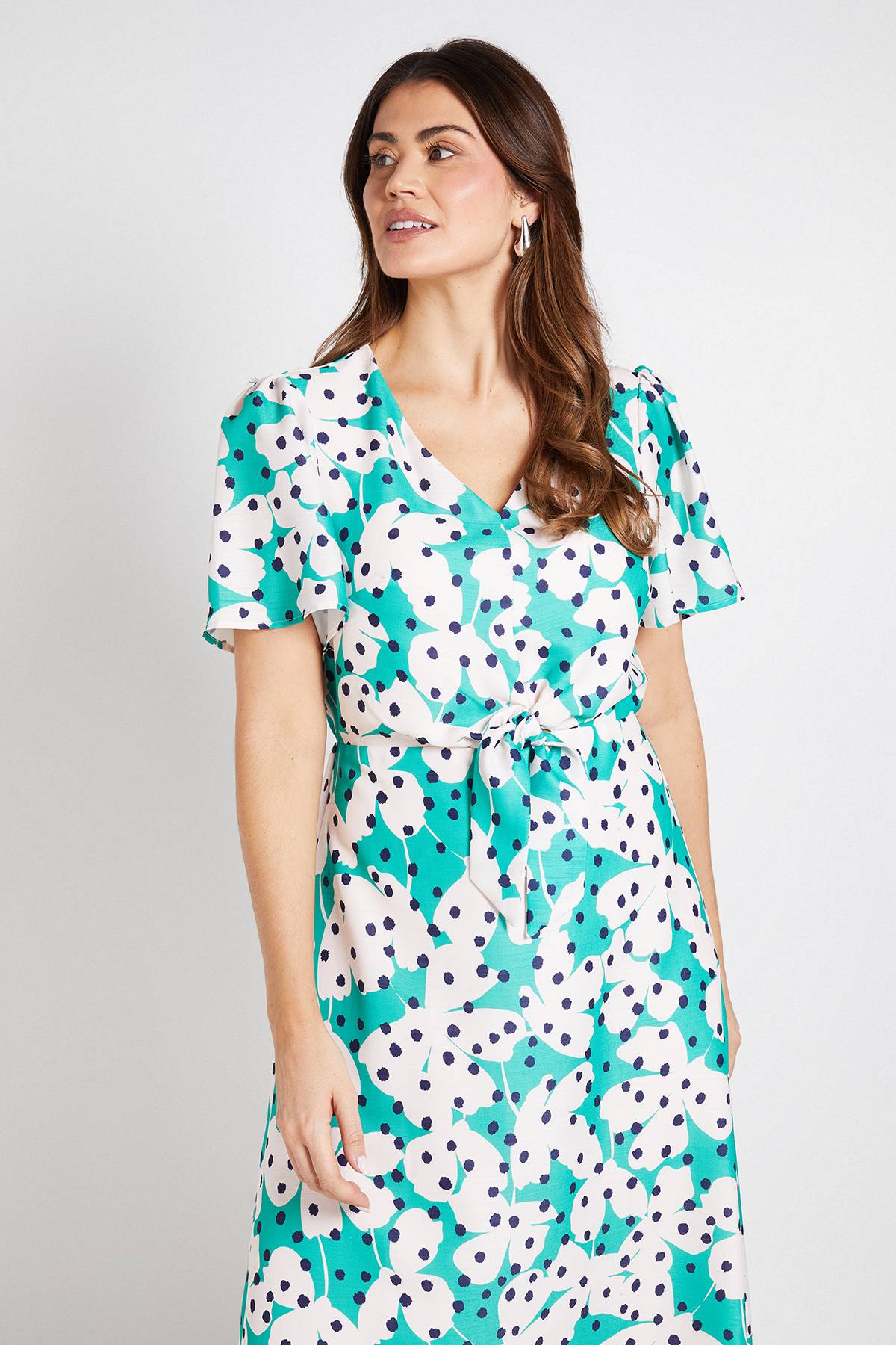 Wallis Robe Midi À Pois Fleuris Avec Nœud Devant