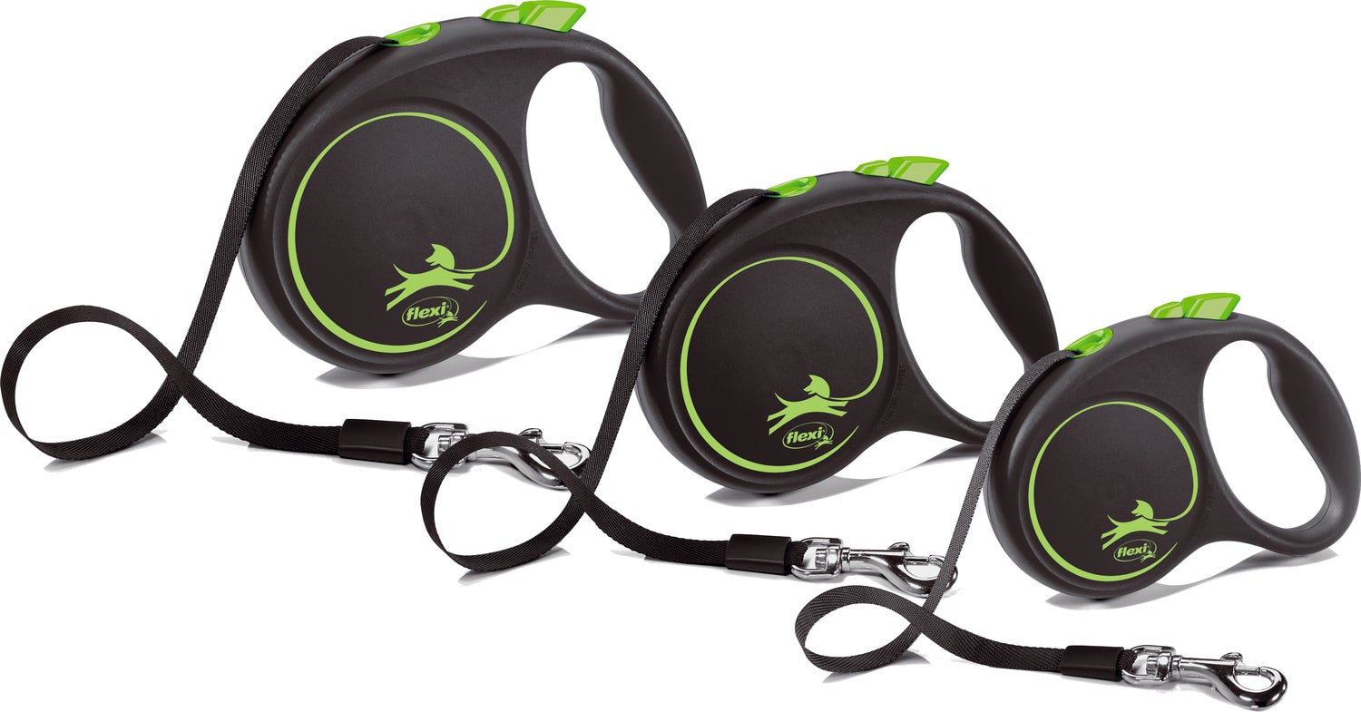 Flexi hondenriem rollijn Black Design tape L groen 5 m