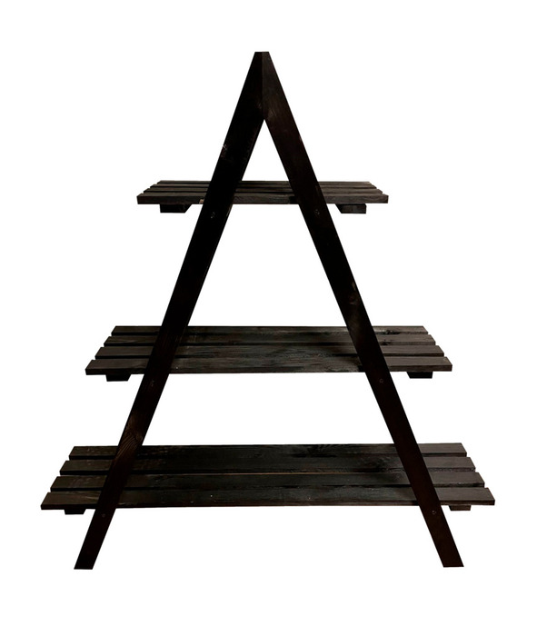 Plantereol m/tre hylder sort træ 101 x 26 x 106 cm