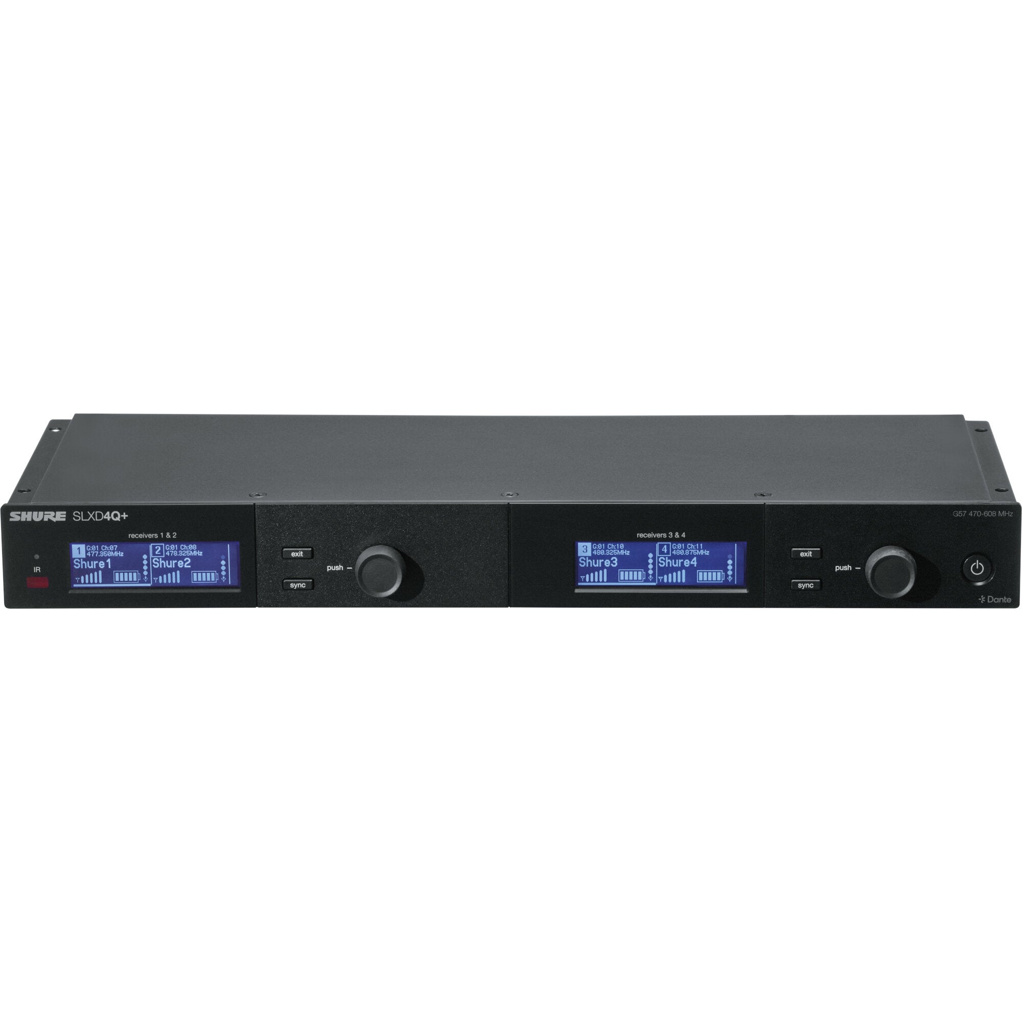 Shure SLXD4QDAN+ S50 vierkanaals ontvanger met DANTE