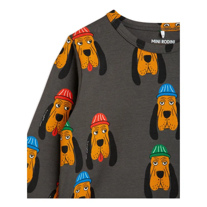 Mini Rodini T-Shirt Coton Bio Chiens | Gris anthracite
